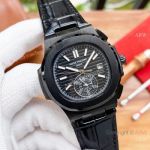 Faux Patek Philippe Black Venom Nautilus 5980 Leather Strap Watches